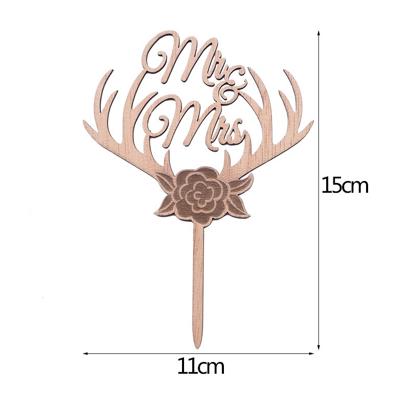 Mr&Mrs Love Just Married Wooden Letters Wedding Cake Topper Wedding Cake Decorations Engagement Party Supplies Cake Insert Cards: B10-1pcs