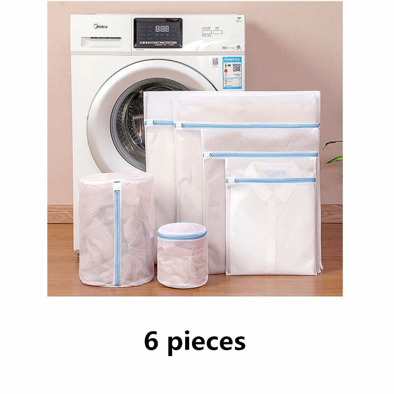 1 set dragkedja mesh tvättpåse tvättmaskin dedikerad smutstvätt påse underkläder strumpa bh tvättkorg tvättkorg i flera storlekar: Blå dragkedja