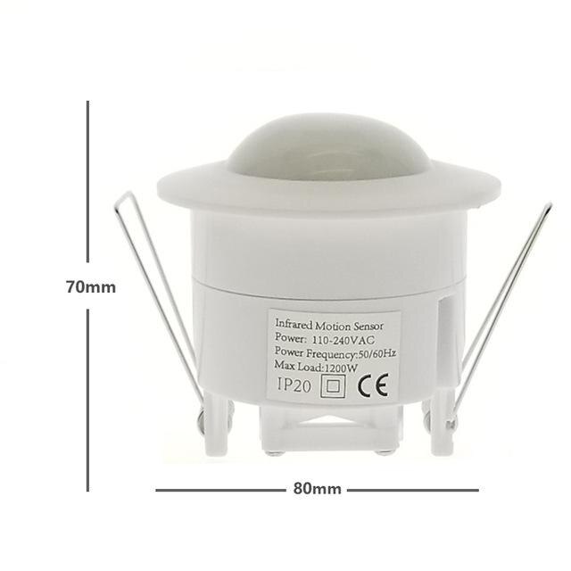 360 degree ceiling 110V/AC 220V/AC inlay sensor switch PIR infrared motion sensor light lamp switch: Default Title
