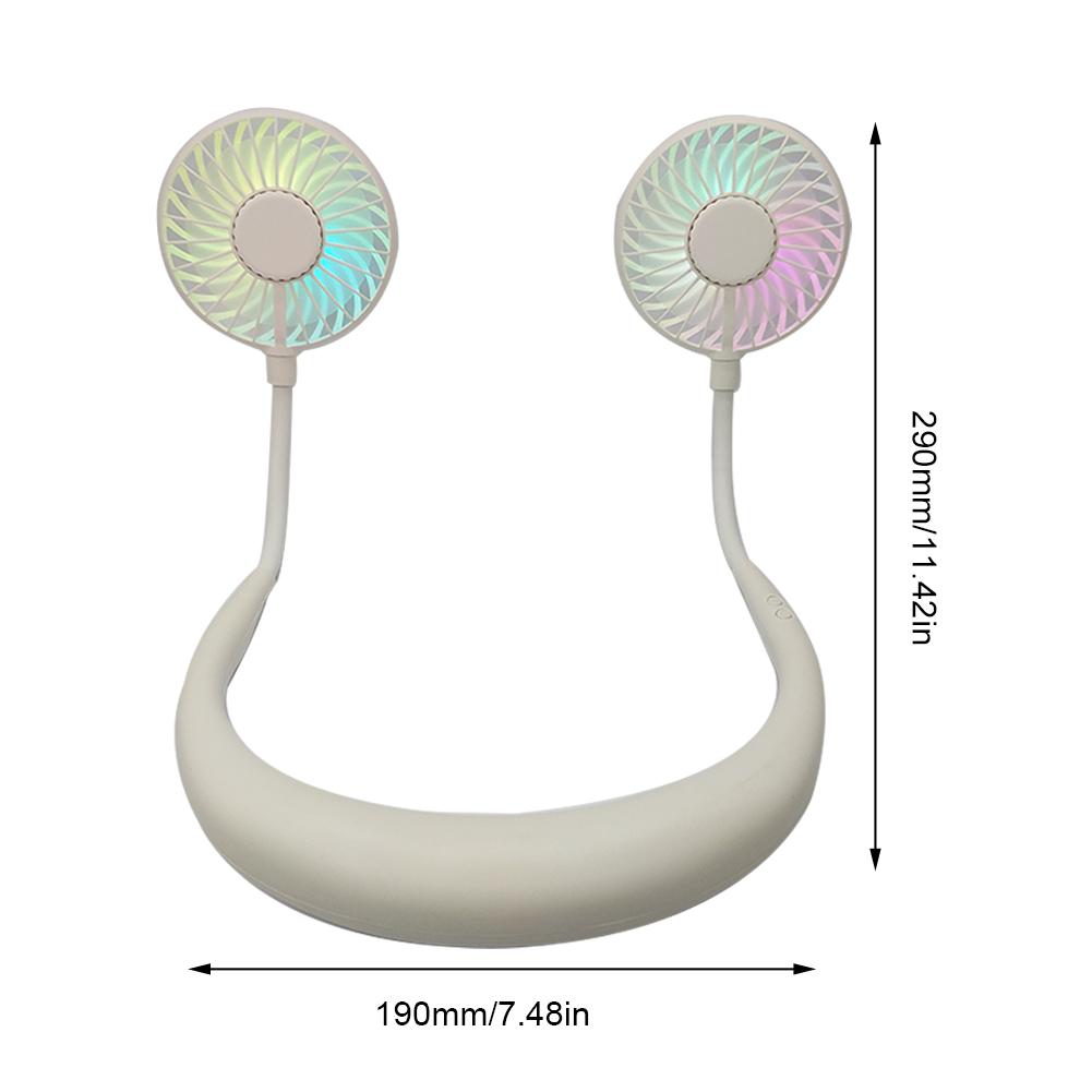 Ventilador portátil iluminado 2 ventiladores de cuello colgante USB recargable cubierta Halter deportes luz aromaterapia ventilador de