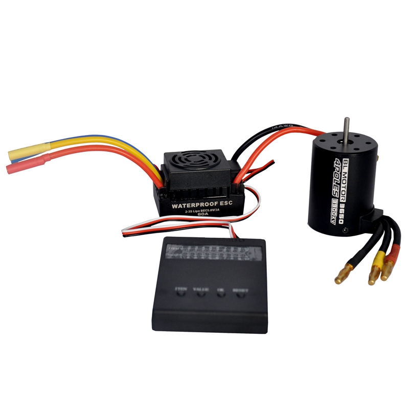 -Waterproof 3650 3900Kv Rc Brushless Motor 60A Esc Programmer For 1/10 Rc Car Truck Motor Kit: Default Title