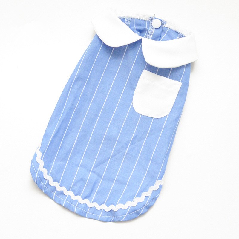 Boy Dog Clothes Shirt Girl Dog Skirt Couple Pet Clothing Summer Dog Costume Cat Chihuahua Yorkie Puppy Apparel Outfit: Dark Blue Shirt / L