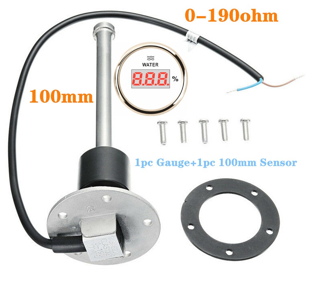 1Set Brand Auto 52mm 0-190ohm Digital Water Level Gauges with 100 150 200 250 300 350 450mm Water Level Sensors Sending Unit: WS 100mm