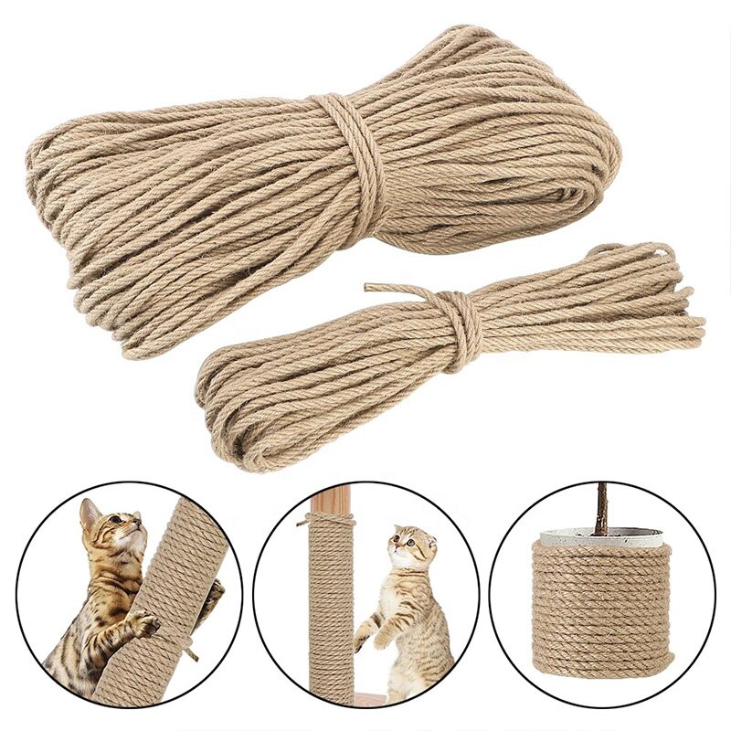 Sisal Rope Jute Rope Cat Tree Tower DIY Climbing Frame Replacement Rope Cat Scratcher Rope 8mm Desk Legs Binding