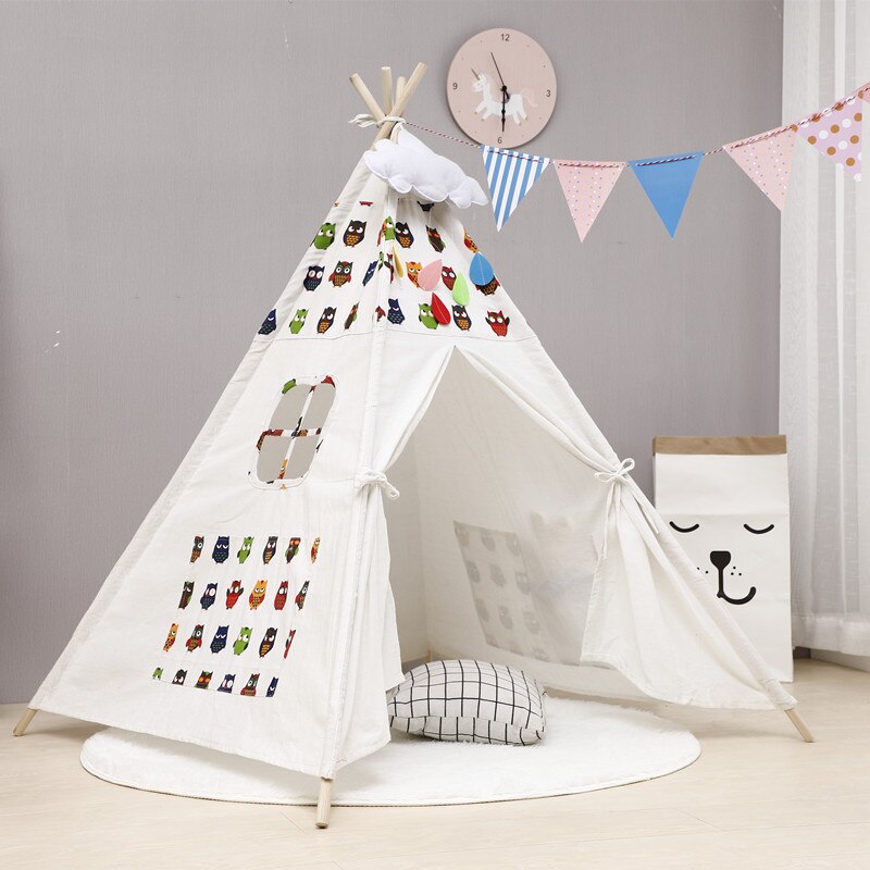 Portable Children's Tent Carpet Play House Canvas Indian Play Tent Carpet Child Little Teepee House Indoor Ball Pool Room Toys