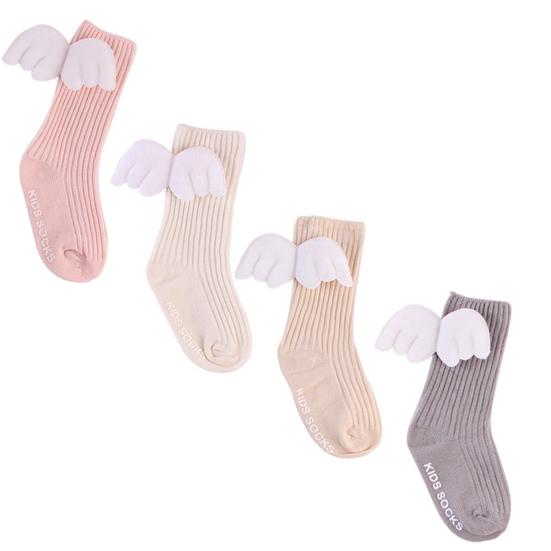 Meias de algodão para bebês, meias fofas de anjo absorve o suor respirável para meninas e meninos, 0-4 anos