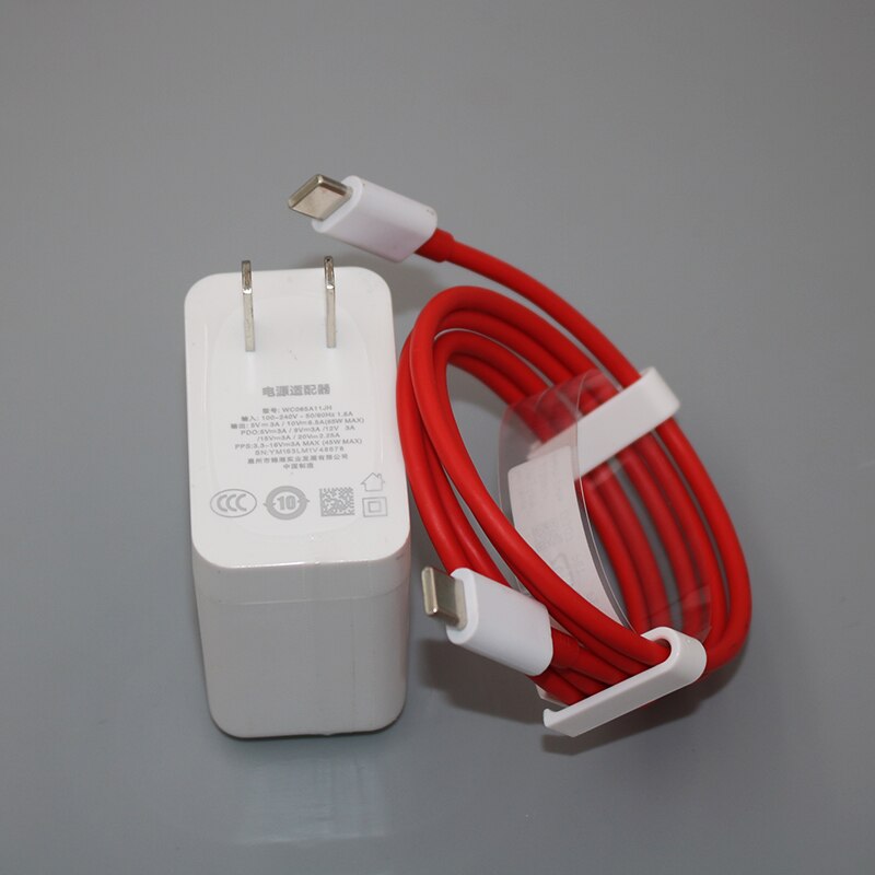 Oneplus 9 Pro 8T Warp Lading 65W Power Adapter Wit Eu Us Plug Type C Naar Type C kabel Voor Een Plus 1 + 9 8 Pro 9R Nord N10 N100