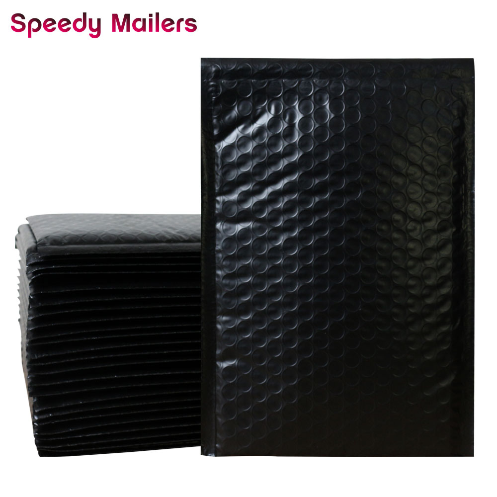 Speedy Mailers 10pcs/6x9-Inch/175x230mm Black Poly Bubble Mailer Self Seal Padded Envelopes/Black Plastic Bubble Mailing Bags