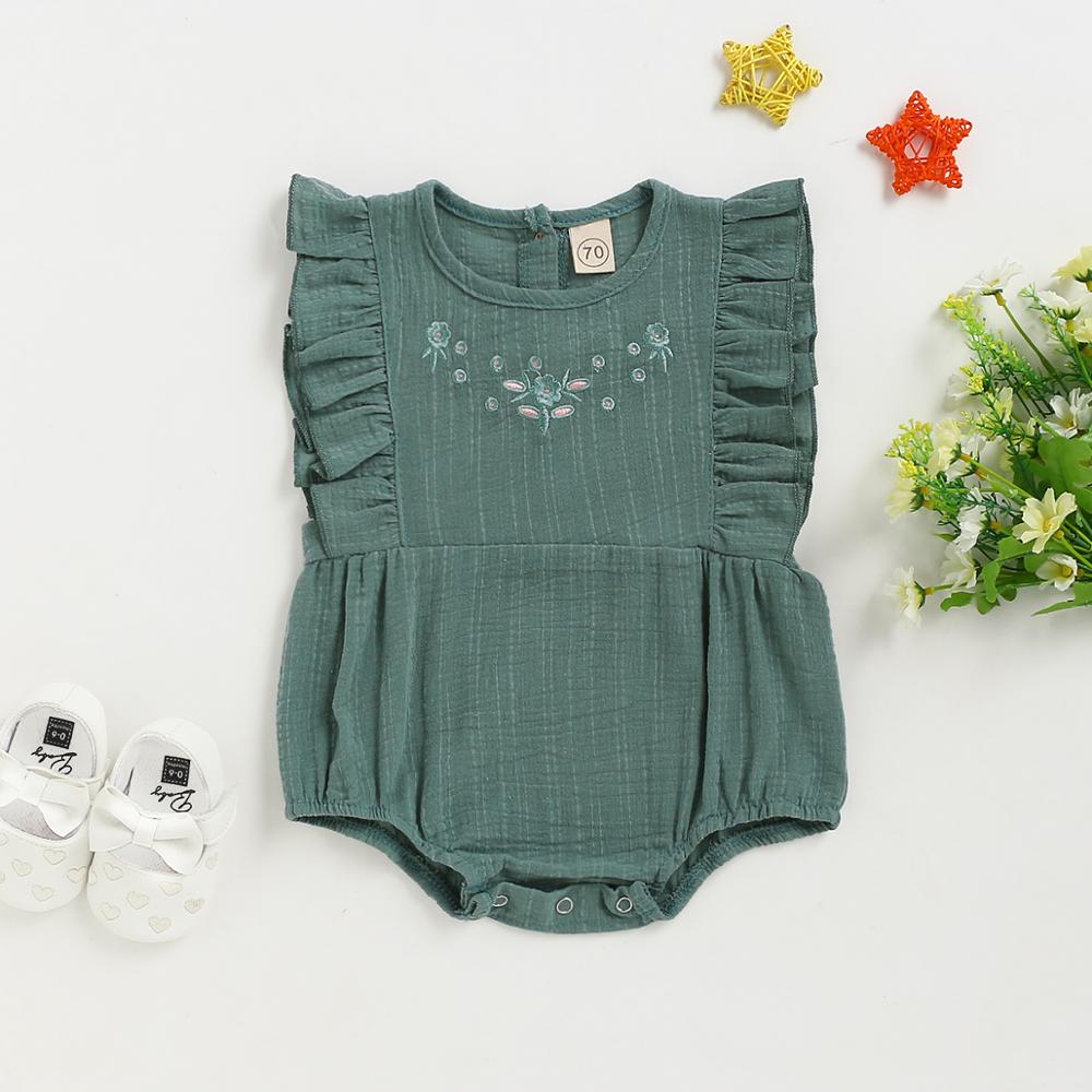Barboteuse pour bébés garçons et filles, sans manches, à volants, motif Floral, vêtements d'été, tenue décontractée, une pièce,