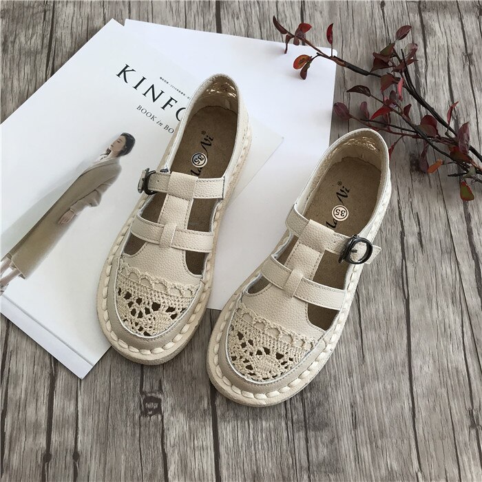 Grandes chaussures japonaises, version coréenne de l'art, chaussures simples pour femmes, plates