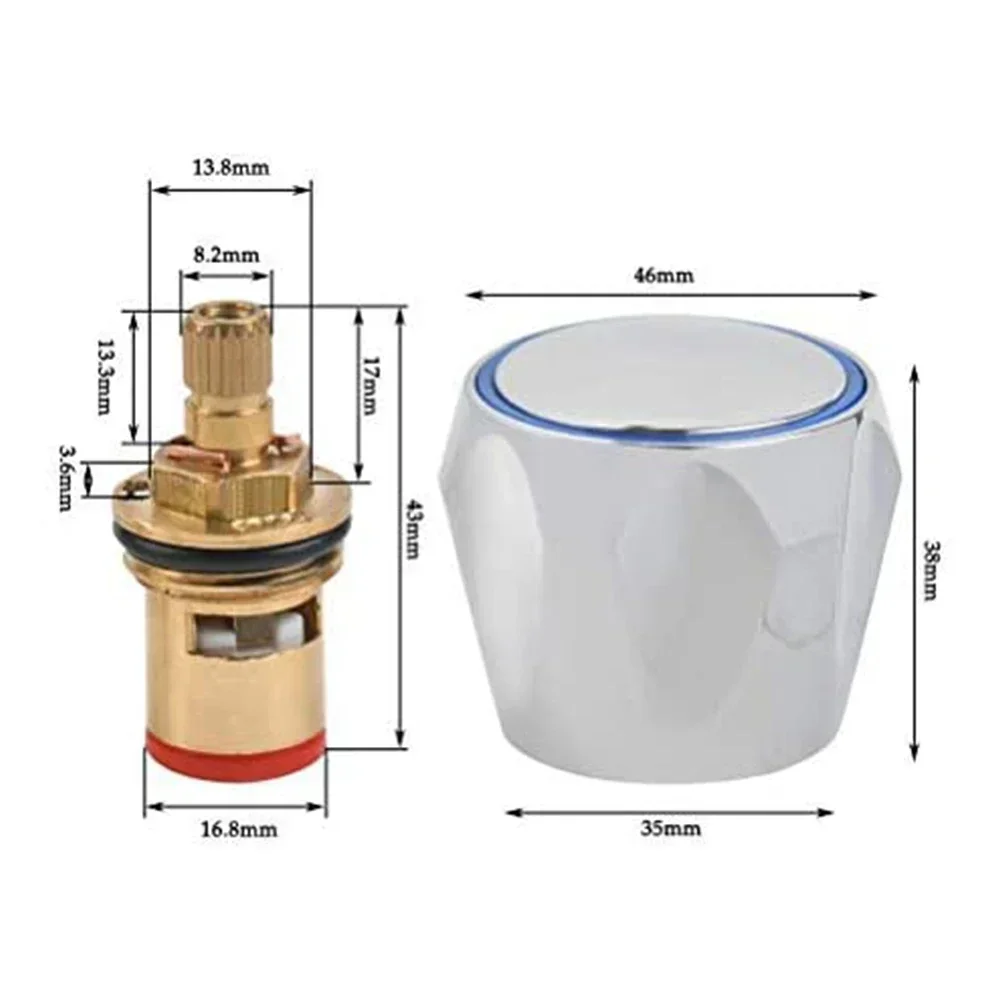 Bouton de poignée de robinet et froid, 2 pièces, Valve en cuivre, têtes de robinet, lavabo à filetage, évier 1/2 pouces, remplacement pour salle de bains, robinets de cuisine