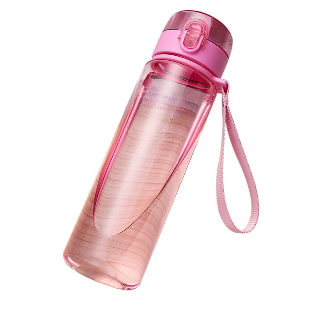 Sportsflaske bærbar lækagesikker kratflaske sport vandflasker 560ml udendørs rejser plastik drikkeflaske hjemmeindretning  #40: Lyserød