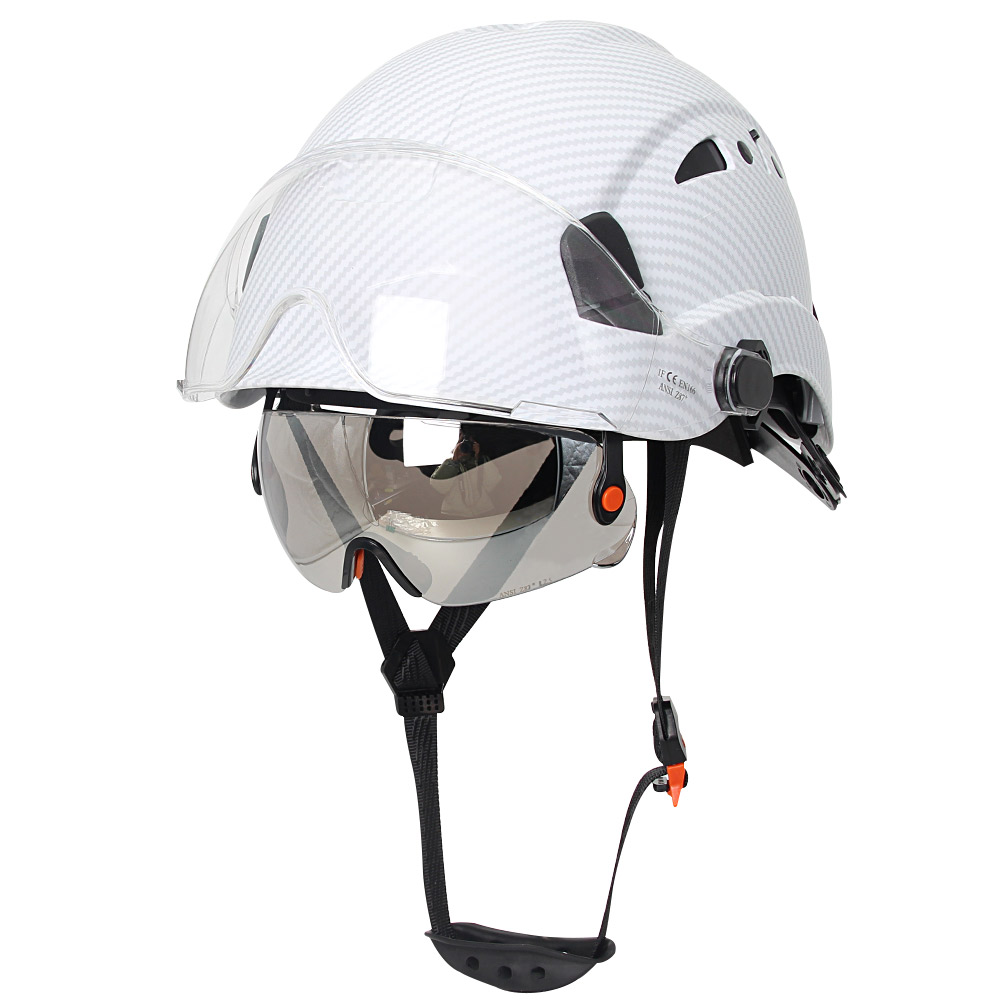 Construction Safety Helmet With Goggles Visor ABS Hard Hat Light ANSI Industrial Work Head Protection Rescue CR08