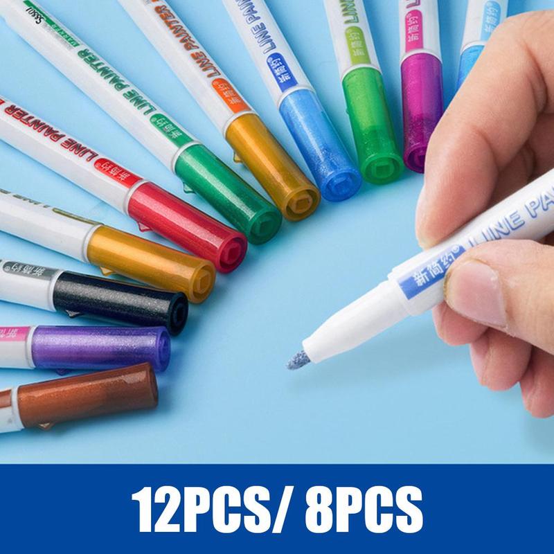 12 kleuren/set dubbele lijnen contourkleur kunstpennen stiften pen omlijningspen markeerstift tekenpennen stift kunstbenodigdheden