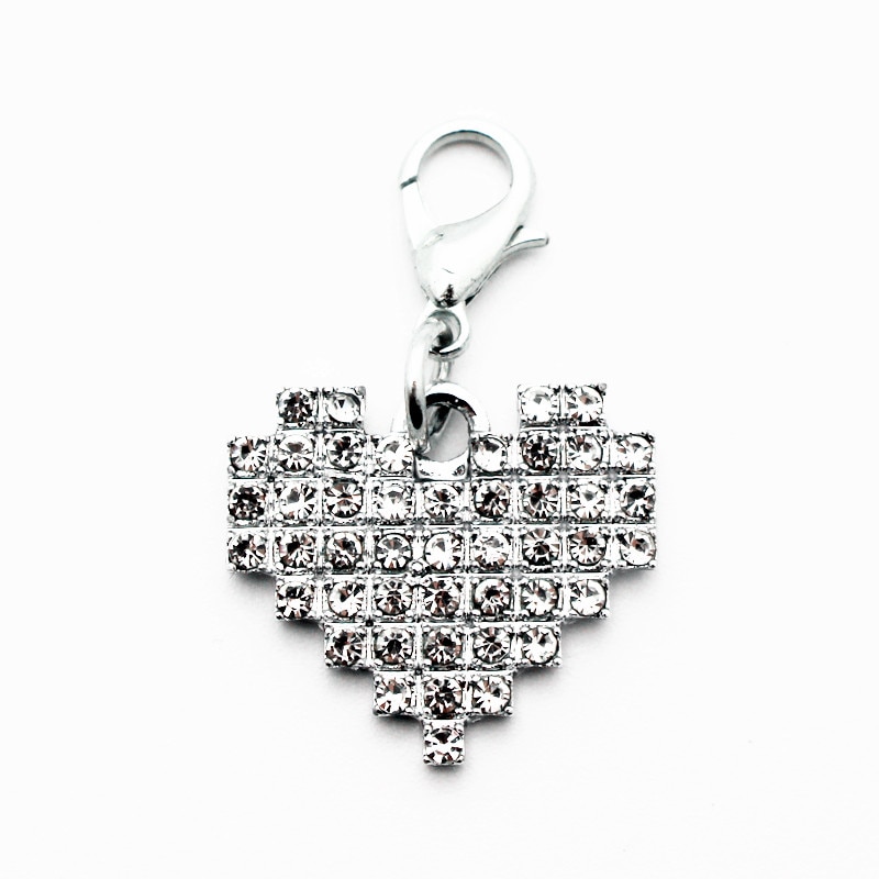 10pcs/lot heart crystal Dangle Charms Pendant charms Lobster Clasp Hanging For Necklace Charm Bracelet jewelry