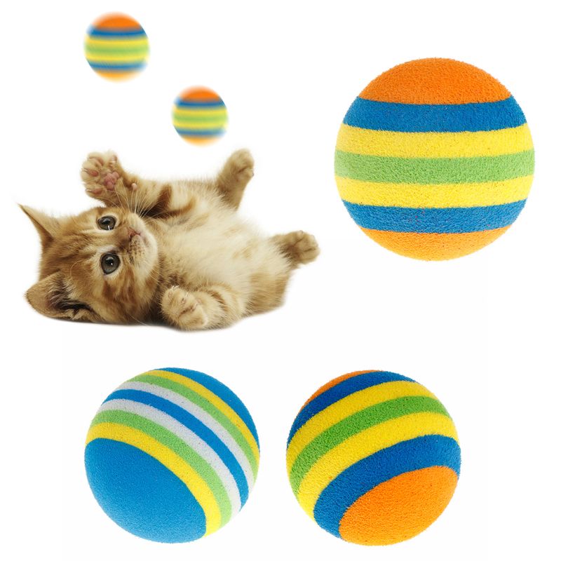 10 Pcs/Set Rainbow Ball Pet Toys EVA Soft Interactive Cat Dog Puppy Kitten Play Funny Colorful Chew Balls Pets