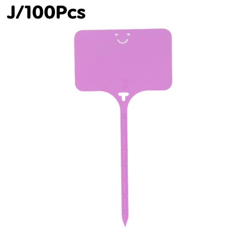 100PCS Garden Plastic Plant Labels T-Type Tags Waterproof Re-Usable Markers Record Plate Flower Vegetables Potted Sign Stakes: J