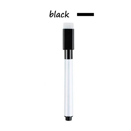 Magnetische Whiteboard Marker Pen White Board Droog Vegen Fijne Penpunt Pen Met Gum Rubber Magnetische Markers Borstel Koelkast Magneten: Black inks