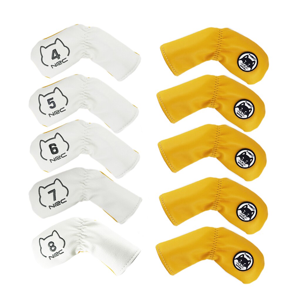 Nrc Golf Club Headcovers Driver Fairway Wood Hybrid Covers Set Mooie Akita Hond Cartoon Dier 460cc: White yellow iron