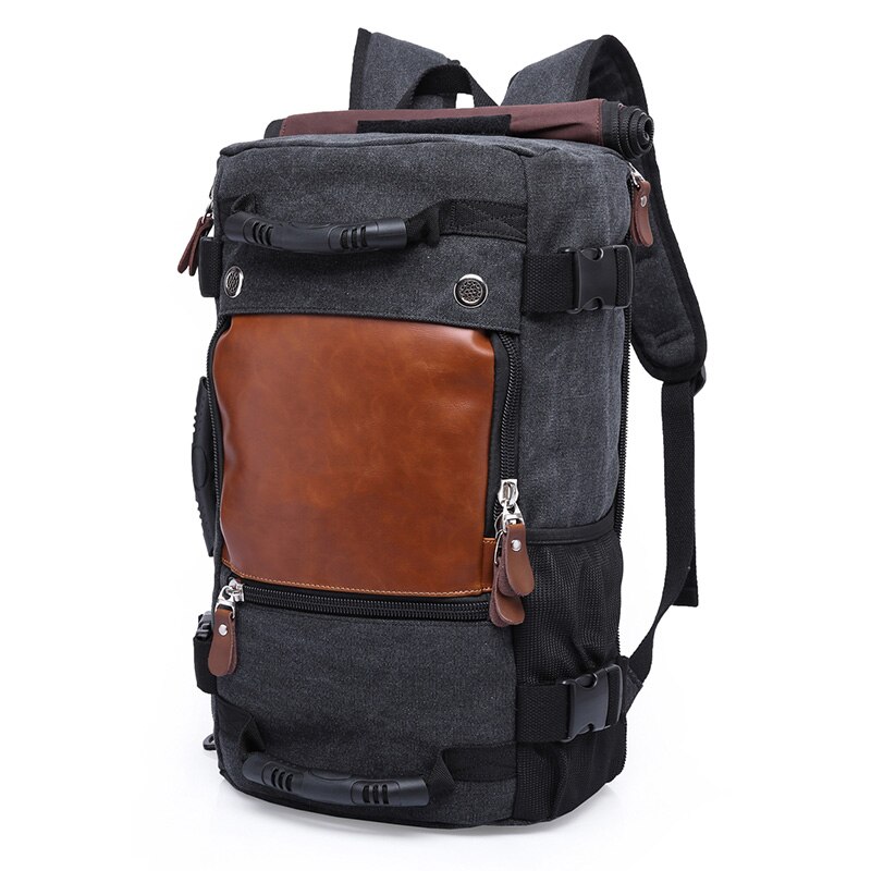 KAKA – sac à dos de voyage en toile Vintage pour hommes et femmes, grande capacité, à bandoulière, étanche: black