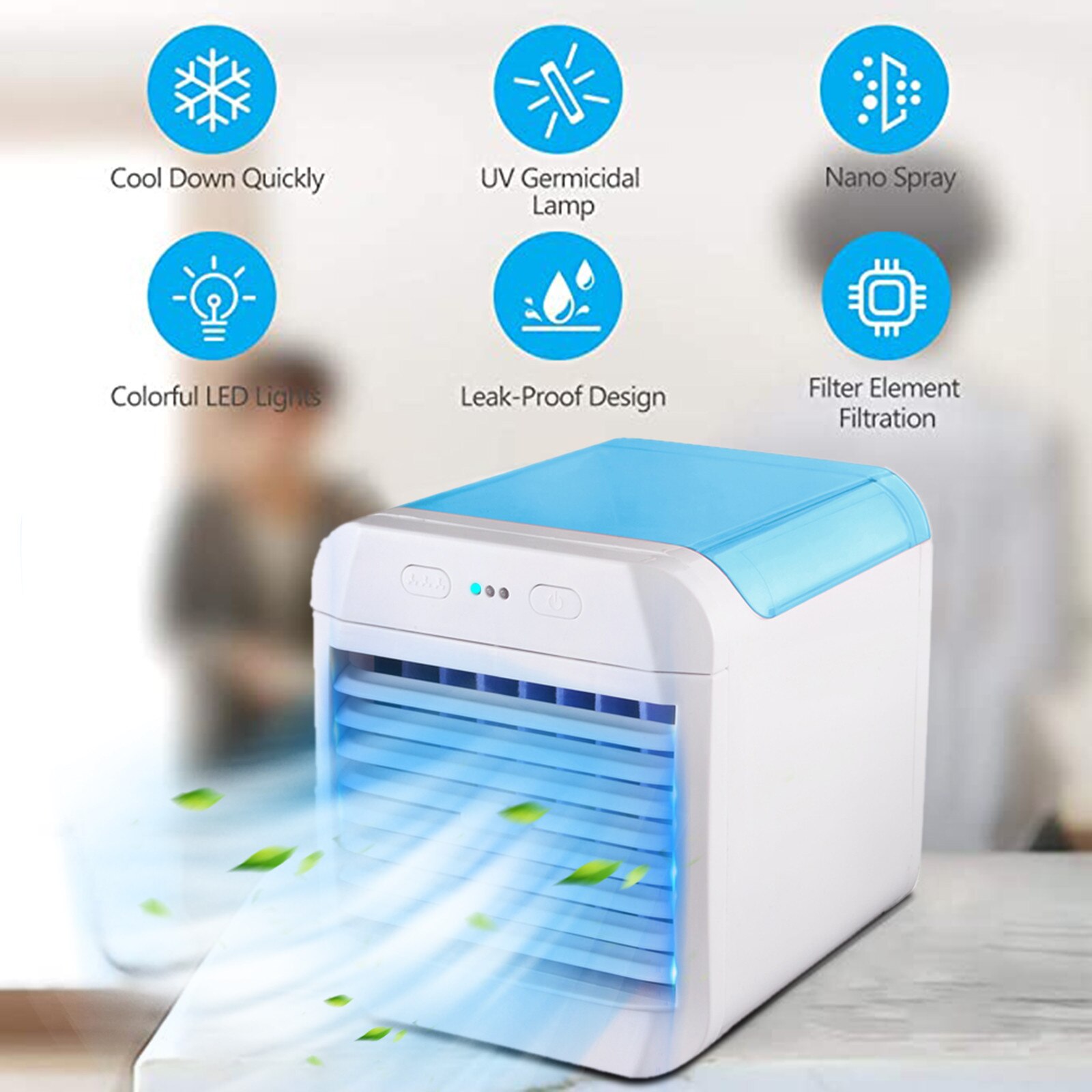 Portable Mini Air Cooler Usb Small Air Cooler Ice Crystal Small Air Conditioner Cooling Fan Home Bedrooms Office Use Cooler