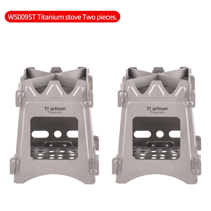 Tiartisan Ultralight Titanium Wood Stove Outdoor Camping Multi-Fuels BBQ Stove: 2pcs