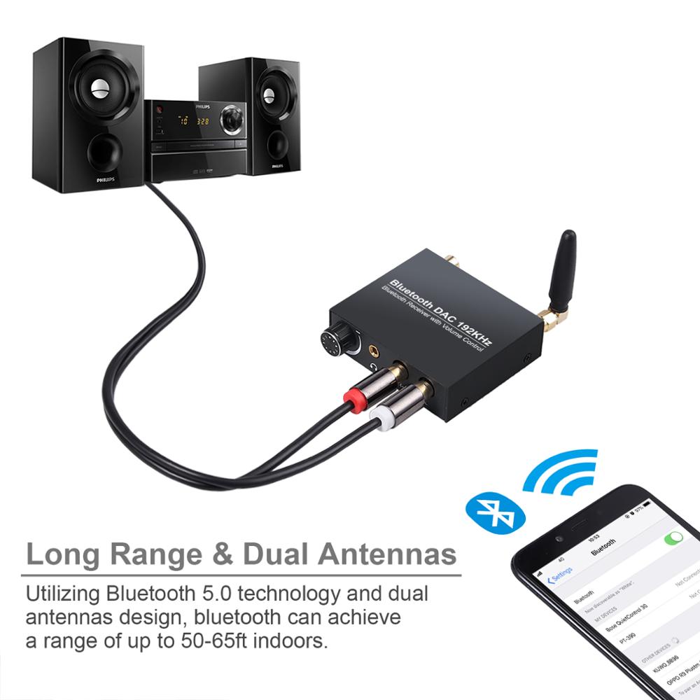 Esynic Bluetooth Digitale Audio Analoog Converter Ondersteuning Volumeregeling Optische Coax Naar Analoog Rca 3.5Mm Dac Adapter Voor pc