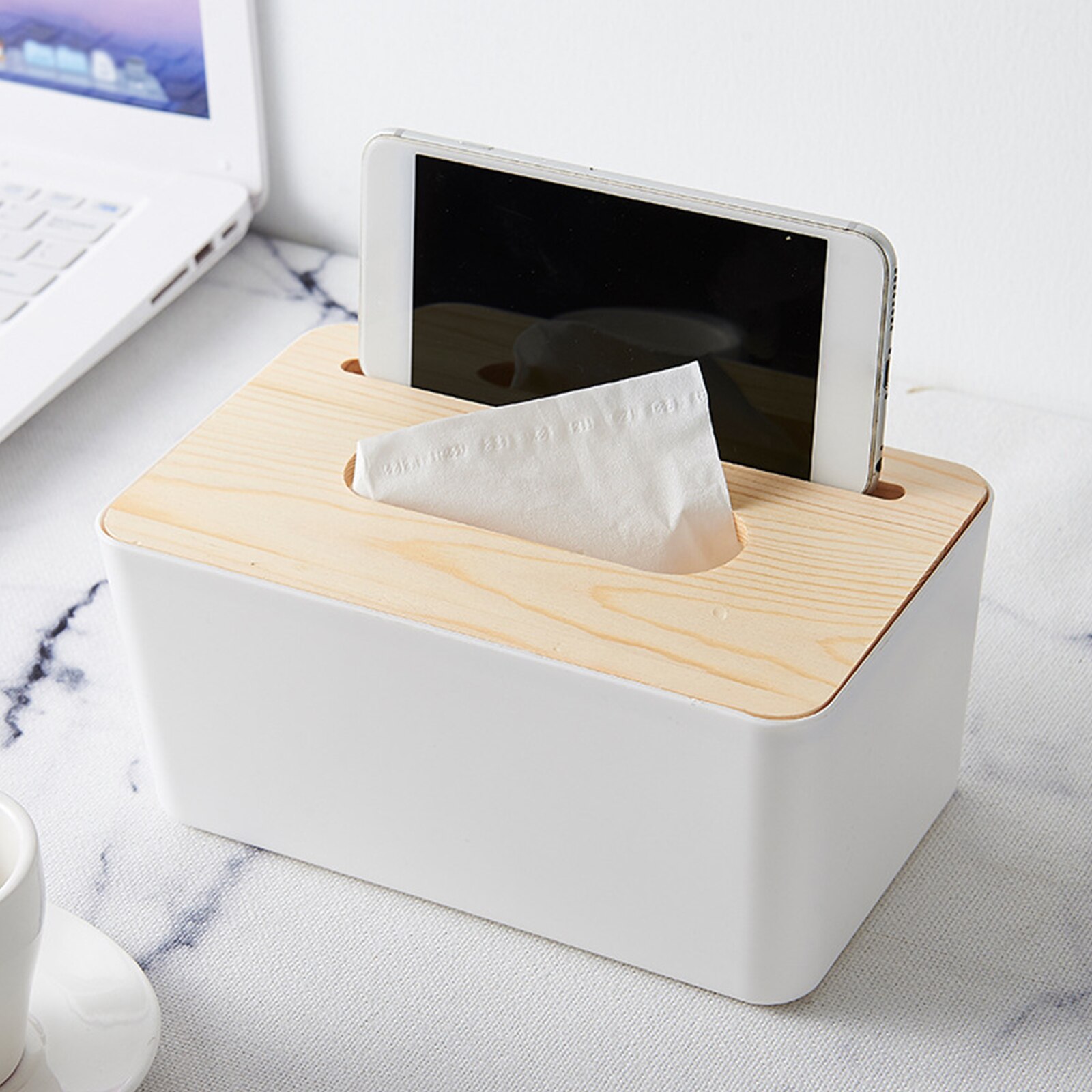 Portable Paper Towel Dispenser Wood Tissue Box Cover Countertops Bathroom Toilet Tissue Box Kitchen Paper Extraction Dispenser