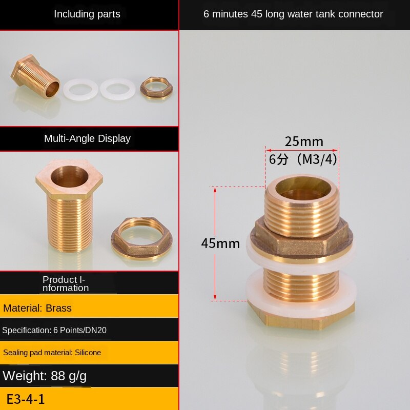 1/2IN 3/4IN 1 inch double outer wire connector outer teeth stainless steel water inlet and outlet water pipe fittings: A1section 6 points45
