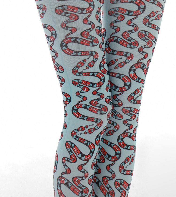 Snake pattern printed pantyhose and