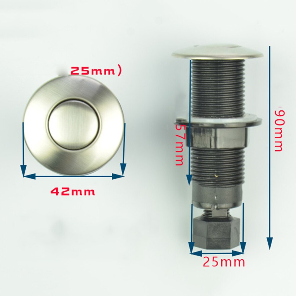 1pc 25mm Air Activated Push Switch Stainless Steel Food Waste Processor Air Switch Jacuzzi Pneumatic Button On-off Accessory