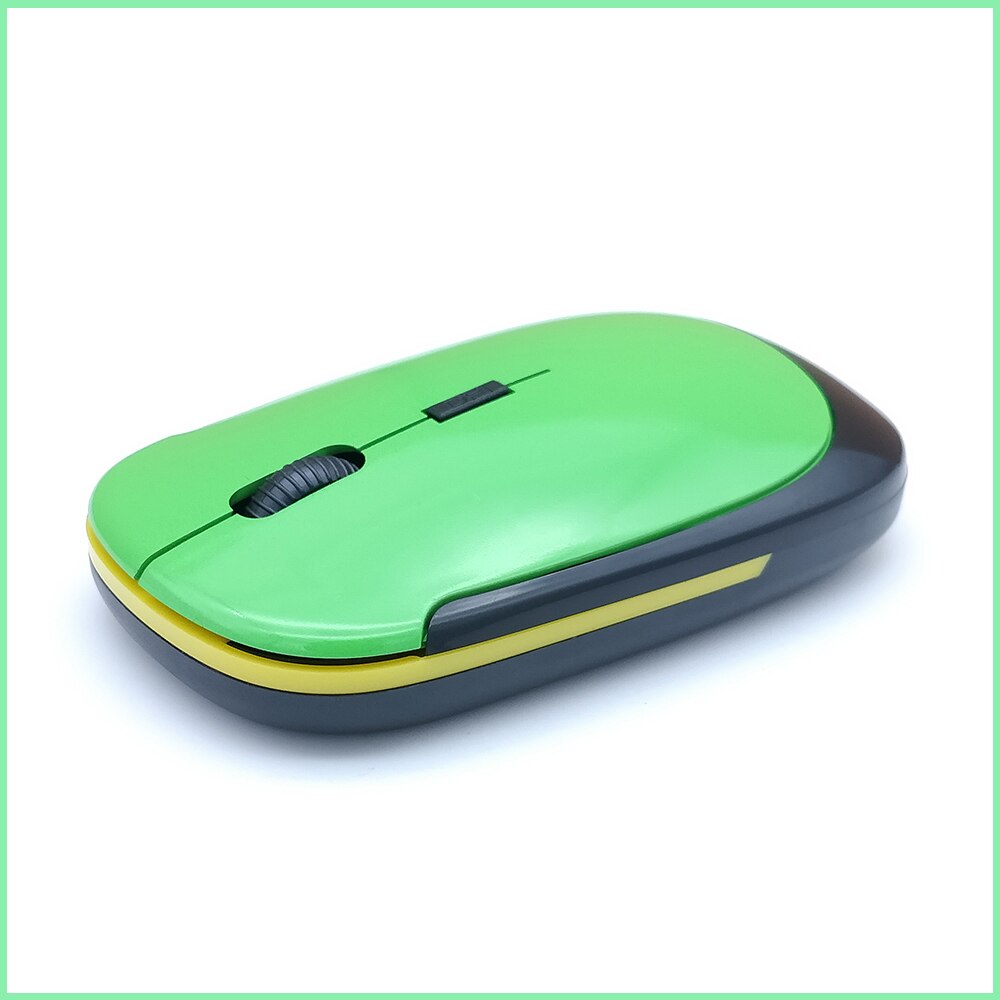 2.4G portable Wireless Optical Gaming Mouse Ultra-thin Mice with USB Receiver for Laptop Notebook PC: Green