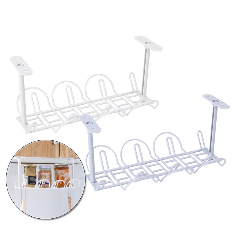 2 pièces en métal sous-Table étagère de rangement ABS Table bas support de prise étagère suspendue cuisine aspiration mur bureau fil organisateur