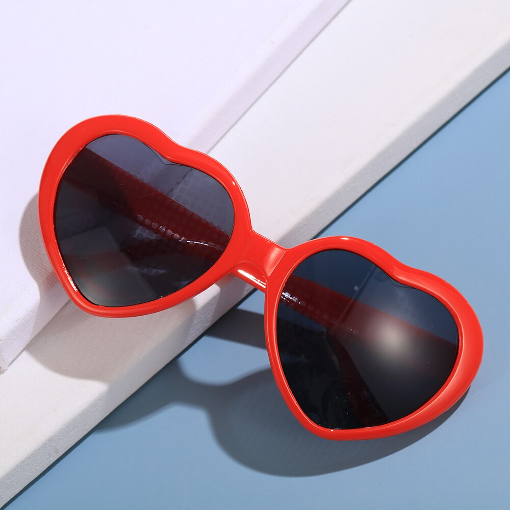 Las luces en forma de corazón se convierten en gafas de efectos especiales de amor, gafas de amor por la noche, gafas rojas, gafas de sol de , para mujer
