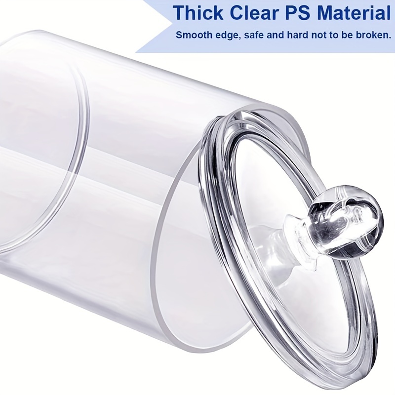 Organizador de maquillaje, caja de almacenamiento de cosméticos, organizador de hisopo de algodón, caja de almohadilla de algodón, caja de plástico transparente con tapa a prueba de polvo