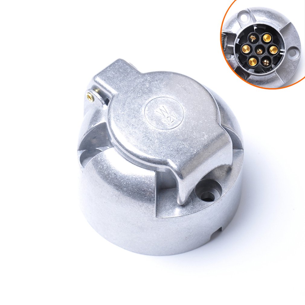12V 7-Pin Connector Trailer Socket Zware Ronde Bedrading Socket Trekhaak Trekhaak Caravan Vrachtwagen Socket Voor voertuig Auto Accessoires