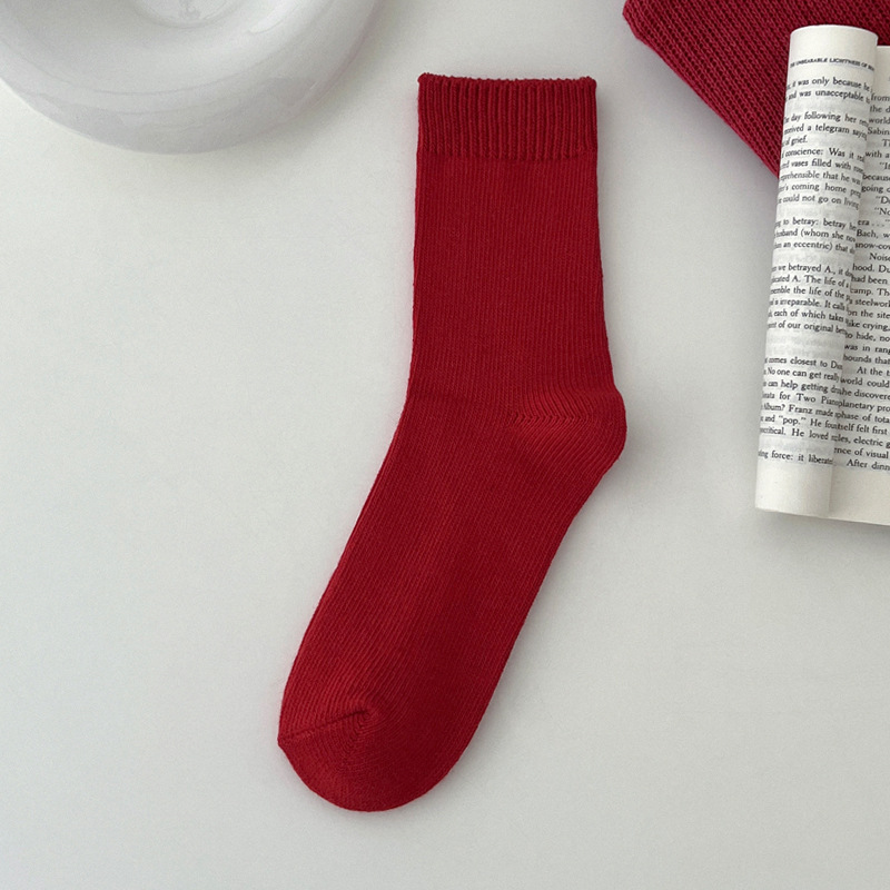 Calcetines de mujer de algodón transpirable Navidad Año calcetines rojos para niñas rayas Casual Otoño Invierno calcetines cálidos comodidad: Oro