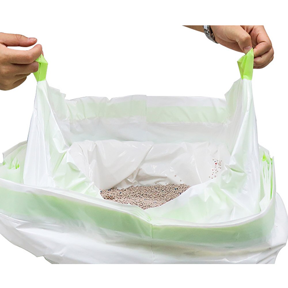 Bolsas desechables para arena de gatos, rollo de 7 Uds. De bolsas gruesas para arena de gatos domésticos, con cordón ajustable, bolsas para limpieza