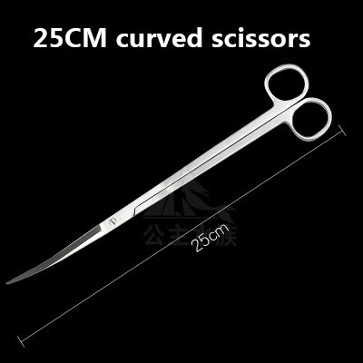 Aquarium recht gebogen pincet schaar algenkrabber roestvrij staal aquarium planten gereedschap: 25cm gebogen scharen