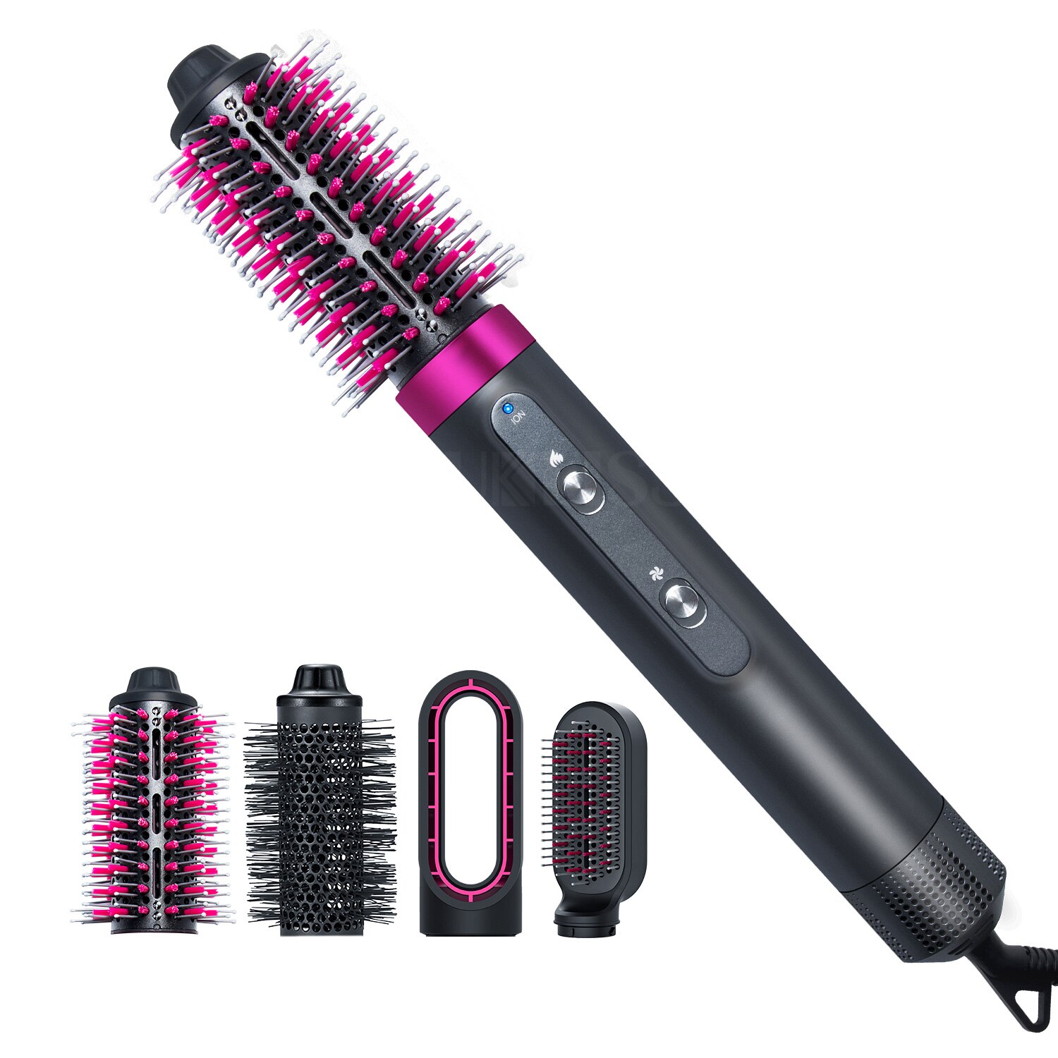 4 In 1 Hair Dryer Brush Curling Iron & Hair Straightener Comb Heat Brush Hairdryer Hairstyling Tools Hair Curls: UK Plug / 4 in 1 hair dryer