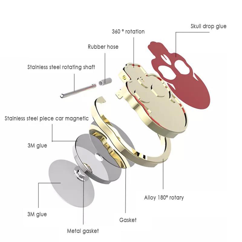 Anello di Placca Del Telefono cellulare Staffa di Halloween Scheletro Del Cranio Personalizzato Del Telefono di Disegno dell'anello di Barretta Supporto Sopportabile per Tutti I Telefoni