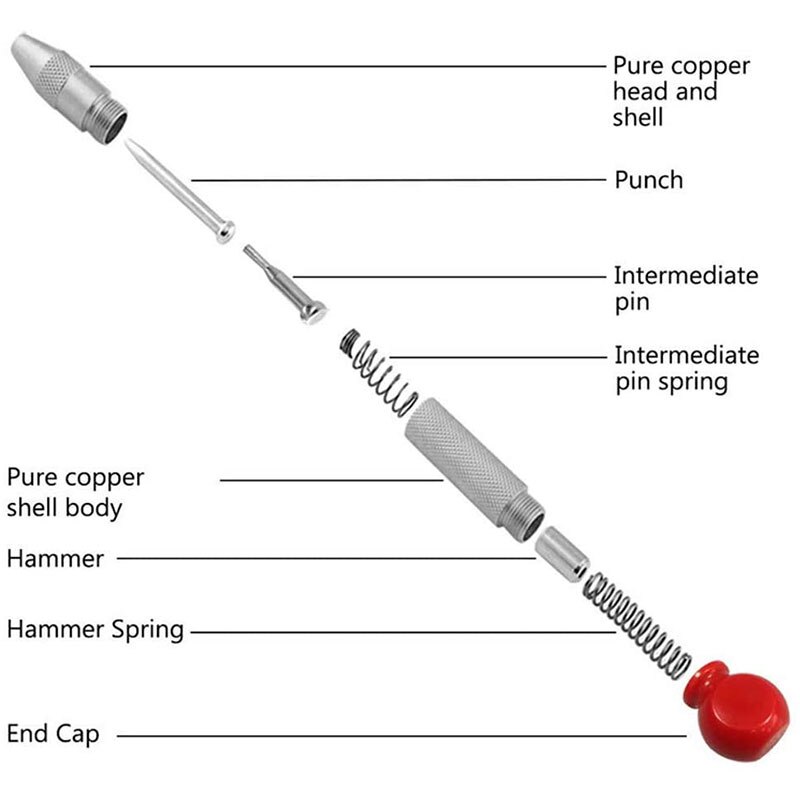 3 Pcs Automatic Center Punch Tool, Spring-Loaded Center Hole Punch Marker Scriber with Palm Cushion Cap