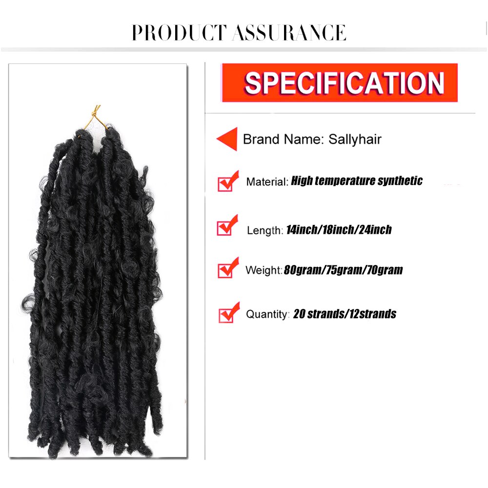 Sallyhair 14" Butterfly Locs Crochet Hair Distressed Butterfly Locs Crochet Braids Goddess Pre Looped Bob Locs Pre-Twist Braid