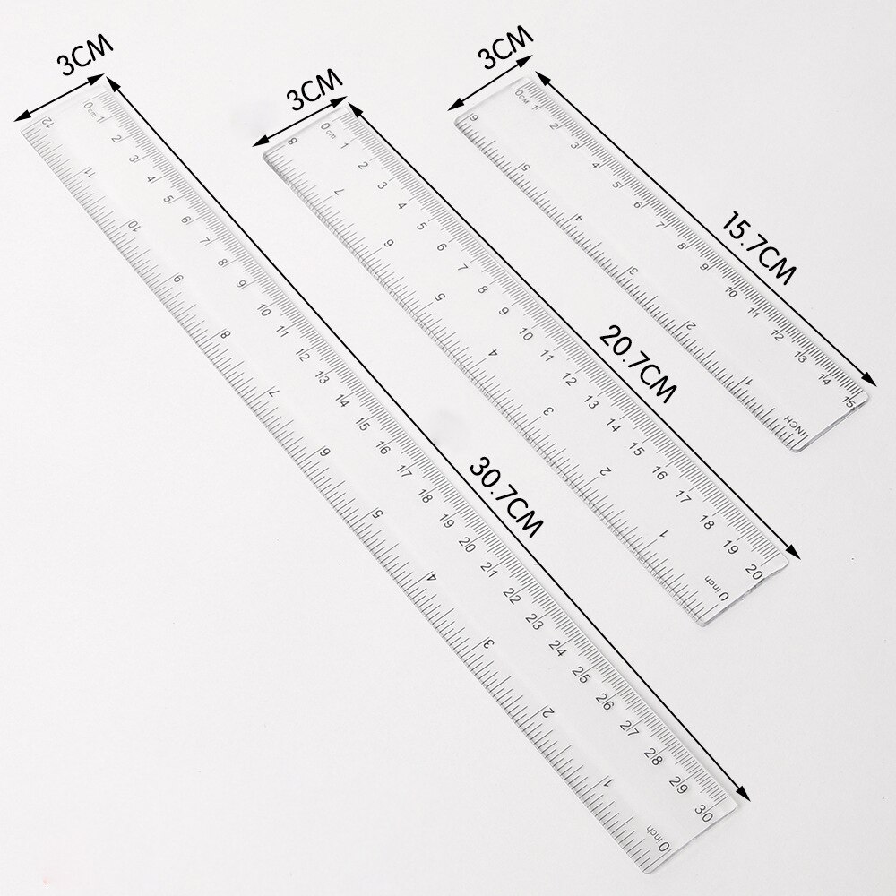 1pc 6/8/12 Inch Ruler Plastic Standard/metric Rulers Straight Ruler Measuring Tool For Student School Office Supply