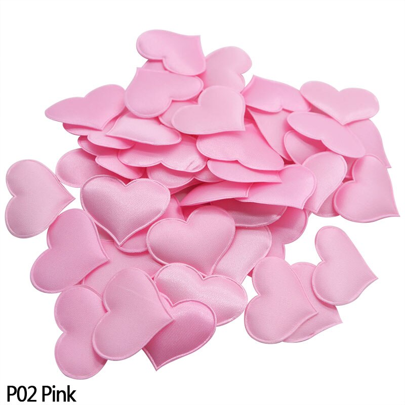 100 pçs coração tecido confetes decoração de mesa de casamento confetes pequeno amor coração pétala diy artesanato feliz aniversário festa suprimentos: Pink