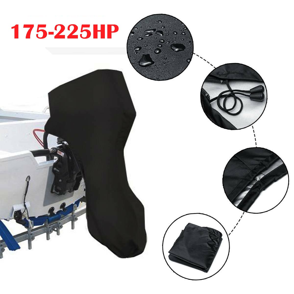 Ship's Side Cover Engine Motor Covers 6-15HP 600D Rain Protection Full Motor Cover: 175-225HP