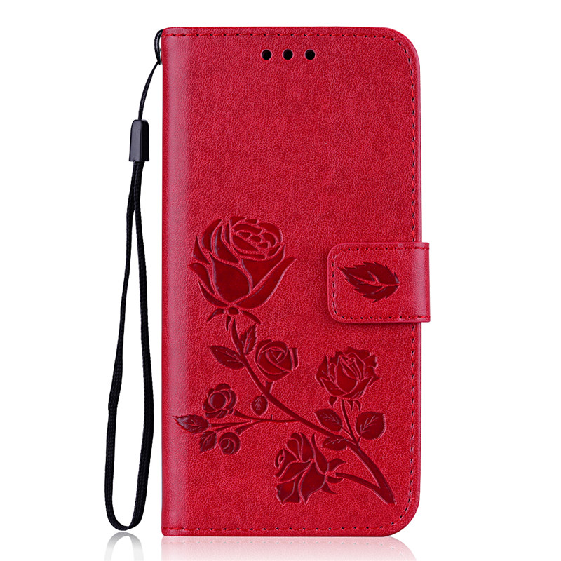 Case For Huawei Y5 Case Flower Wallet Leather Flip Case For Huawei Y6 MYA-L03 U29 L23 L41 L22 Y5III Stand Cover Coque: Dark Red