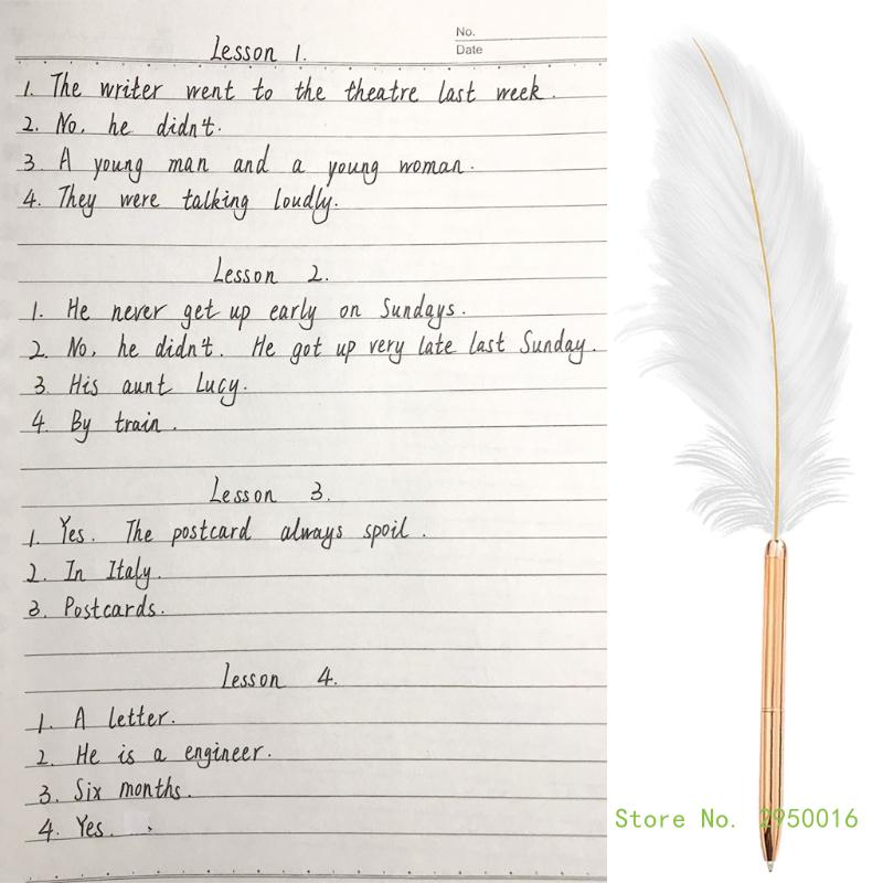 Stijlvolle Witte Veren Balpen Bruiloft Schrijf Pen Zakelijke Handtekening Pen Schoolbenodigdheden