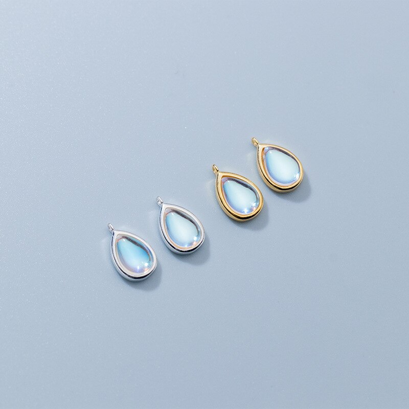 925 Sterling Zilver Water Shape Bedels Met Maansteen Mooie Vrouwen Ketting S925 Zilveren Hangers Diy Fijne Sieraden Bevindingen