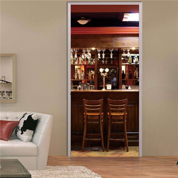 Europese Restaurant Deur Sticker Universele 3D PVC Behang DIY Waterdichte Muurschildering Sticker Voor Woonkamer Slaapkamer Home Decor: MT111